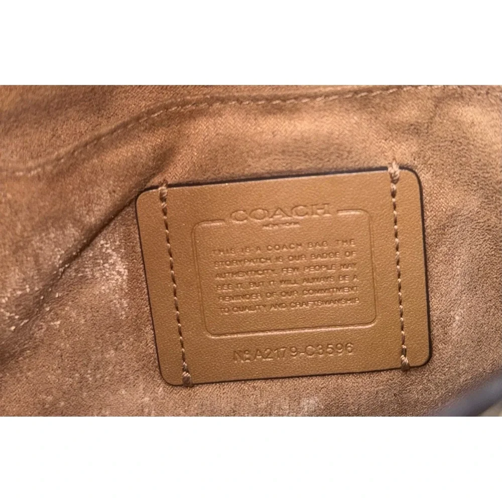 Coach Georgie Saddle Bag Colorblock Leather Crossbody Taupe Pink Cream C3593
